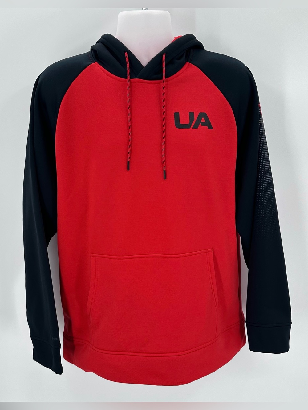 Under Armour Hoodie Mens L Red Black Coldgear Storm Pullover Hooded Sweatshirt